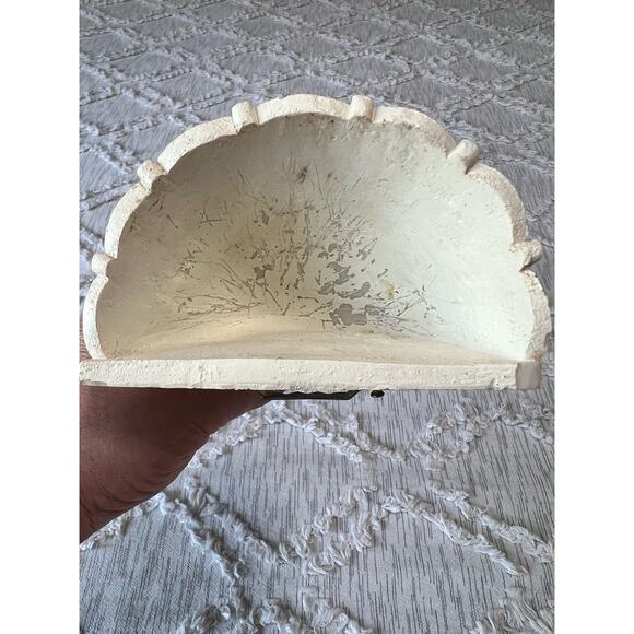 Vintage Wall Mounted Decor Resin Wall Pocket Cherub Angel Wings Cream - Picture 3 of 7